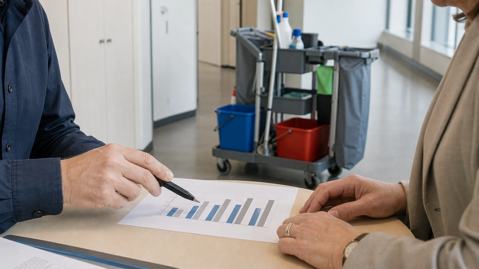 Destatis meldet für Reinigungsleistungen 2025 ein Preisplus von 4,9 Prozent 1 Reinigungskraft bei der praktischen Ausführung einer gewerblichen Reinigungsleistung